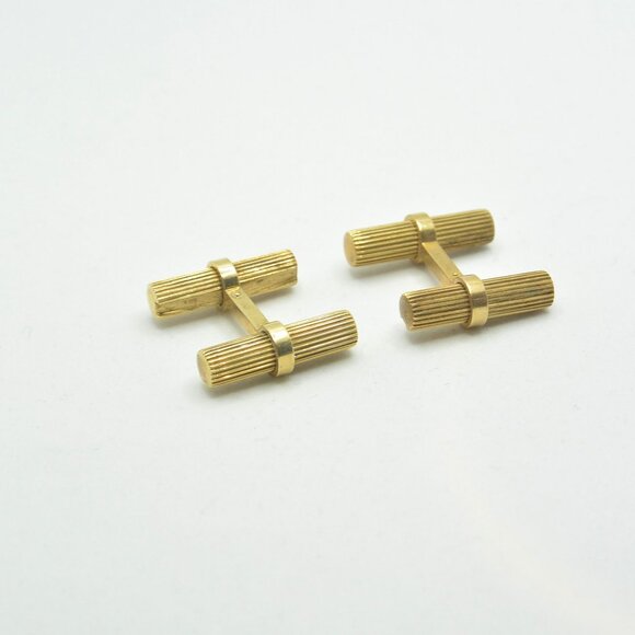 Vintage 14K Gold Barrel Cufflinks - Picture 2 of 4
